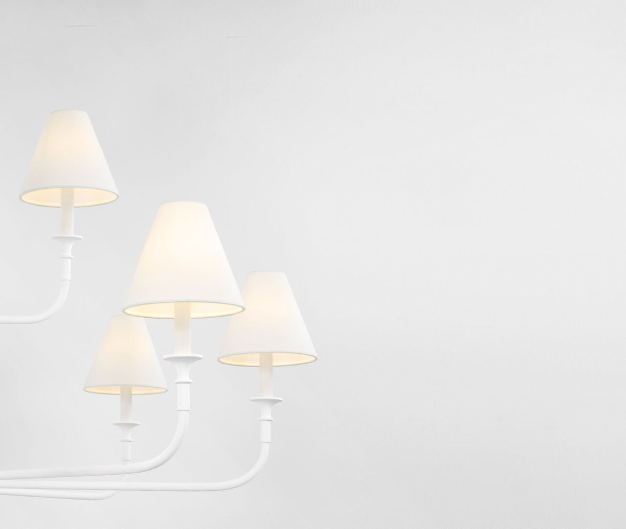 Piaf Grande Two-Tier Chandelier | Plaster White | Linen Shades