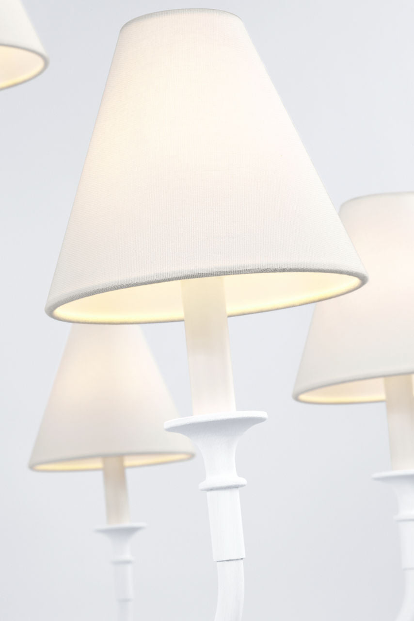 Piaf Grande Two-Tier Chandelier | Plaster White | Linen Shades