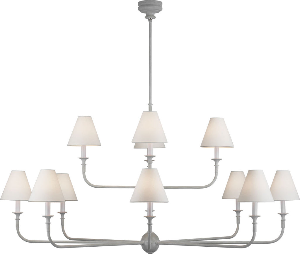 Piaf Grande Two-Tier Chandelier | Swedish Gray | Linen Shades