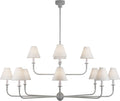 Piaf Grande Two-Tier Chandelier | Swedish Gray | Linen Shades