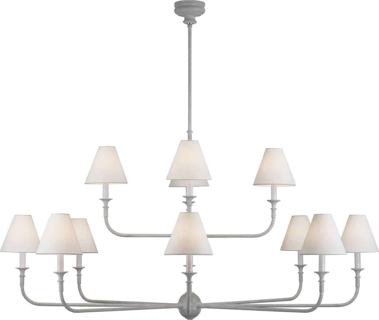 Piaf Grande Two-Tier Chandelier | Swedish Gray | Linen Shades