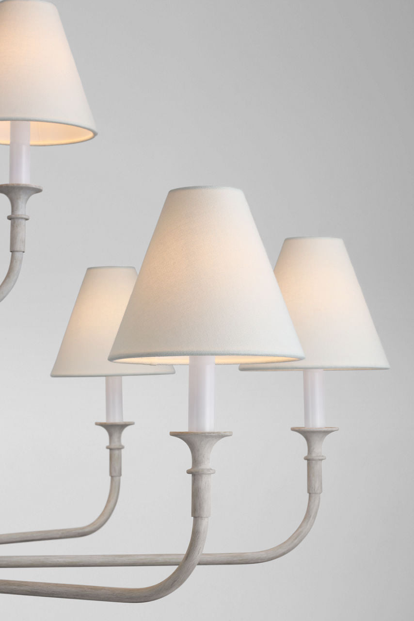 Piaf Grande Two-Tier Chandelier | Swedish Gray | Linen Shades