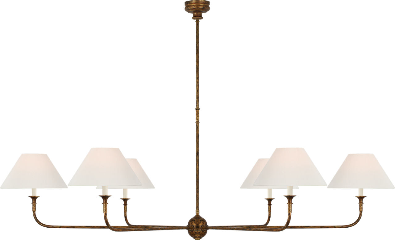 Piaf Oversized Chandelier | Antique Gild | Linen Shades