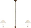 Piaf Large Two Light Linear Pendant | Antique Gild | Linen Shades