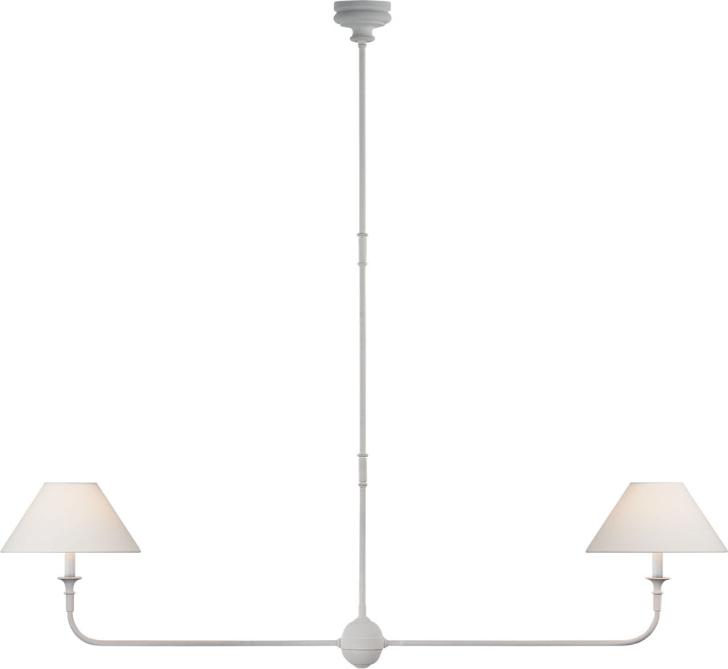Piaf Large Two Light Linear Pendant | Plaster White | Linen Shades