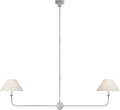 Piaf Large Two Light Linear Pendant | Plaster White | Linen Shades
