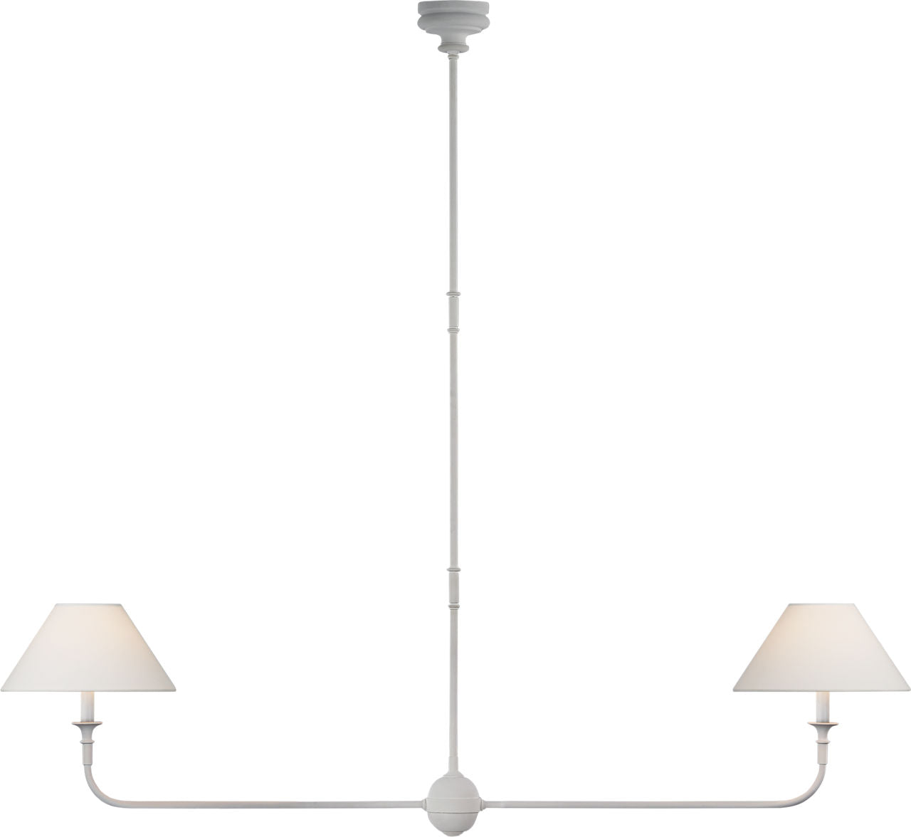 Piaf Large Two Light Linear Pendant | Plaster White | Linen Shades