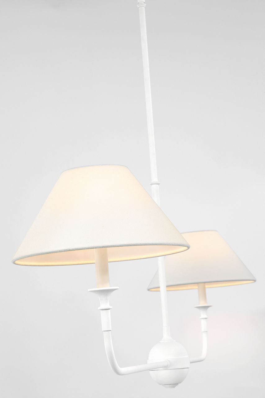 Piaf Large Two Light Linear Pendant | Plaster White | Linen Shades