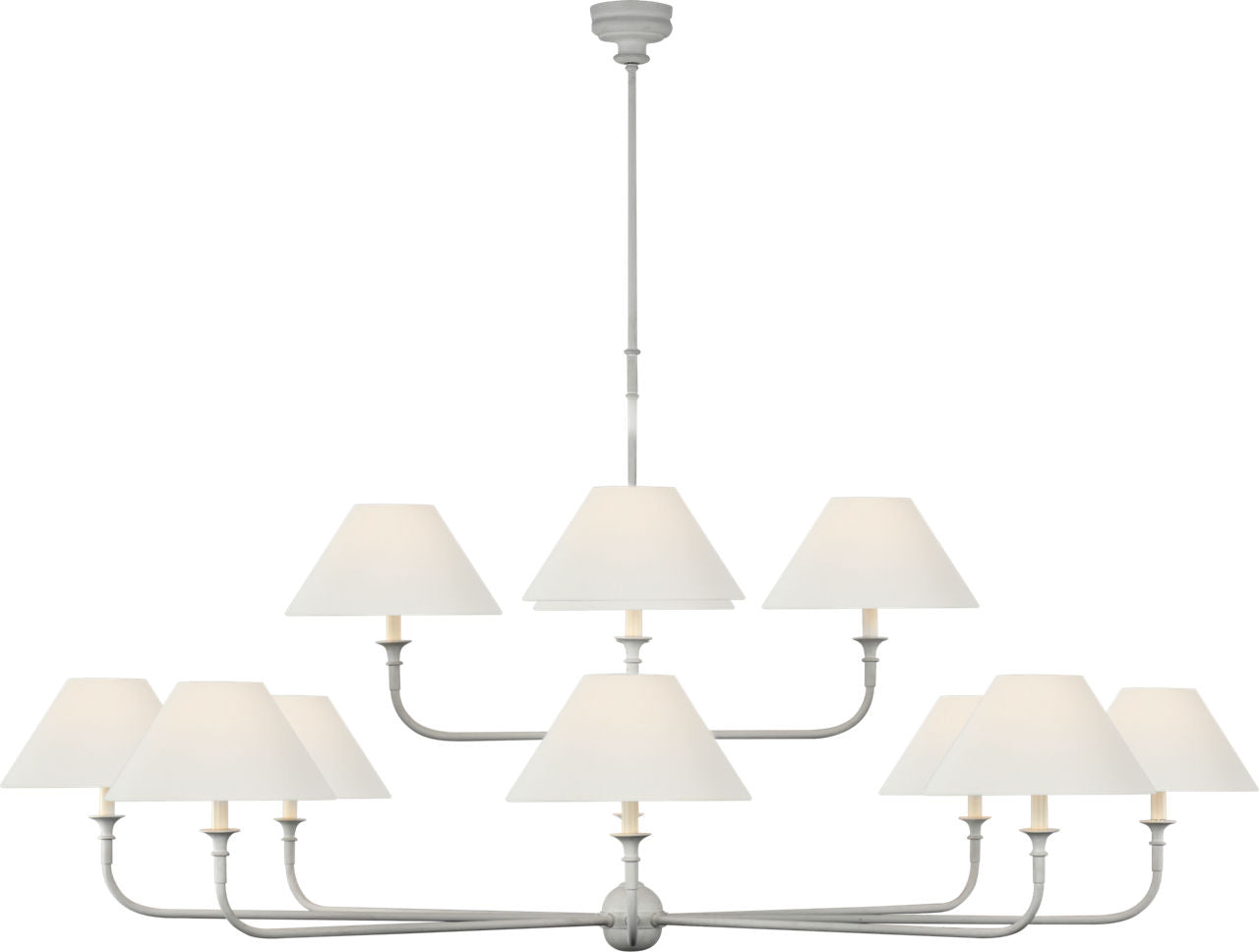 Piaf Oversized Two Tier Chandelier | Plaster White | Linen Shades