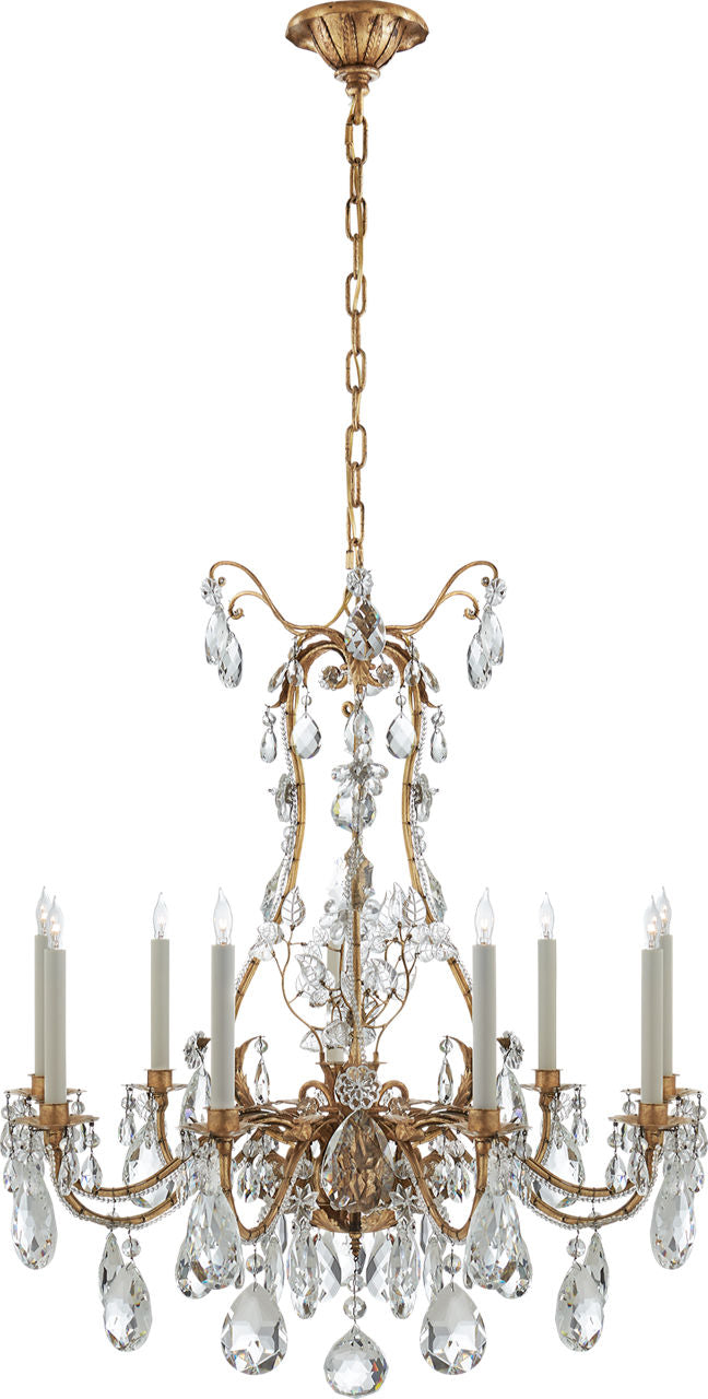 Yves Chandelier | Gilded Iron | Crystal