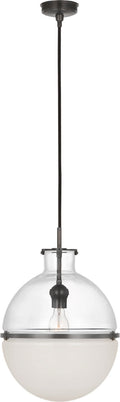 Maxey 14" Globe Pendant | Bronze | Clear Glass and White Glass