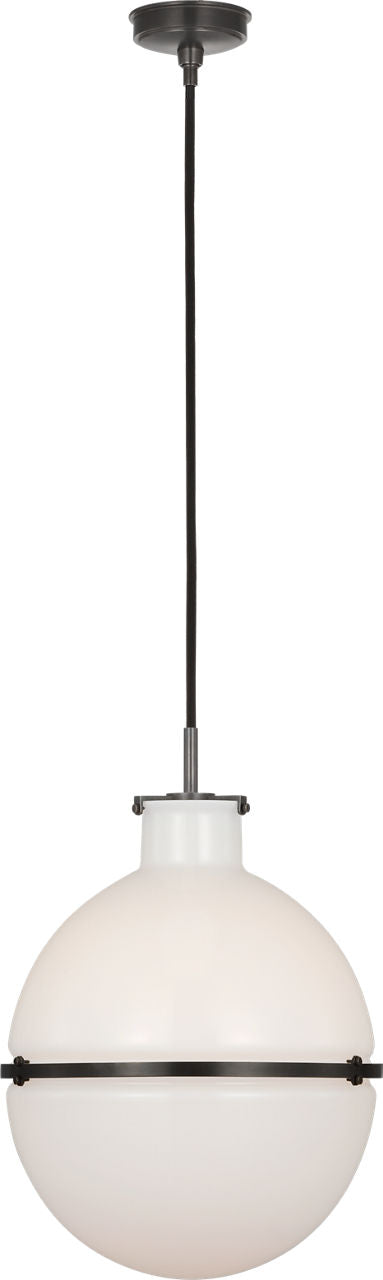 Maxey 14" Globe Pendant | Bronze | White Glass