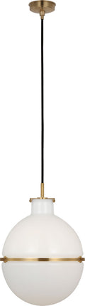 Maxey 14" Globe Pendant | Hand-Rubbed Antique Brass | White Glass