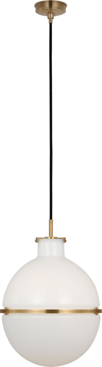 Maxey 14" Globe Pendant | Hand-Rubbed Antique Brass | White Glass