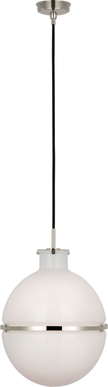 Maxey 14" Globe Pendant | Polished Nickel | White Glass
