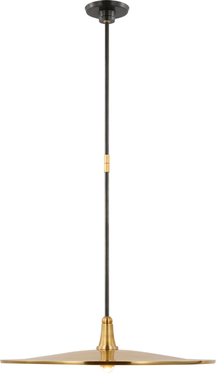 Truesdell 24" Pendant | Hand-Rubbed Antique Brass and Bronze | Antique Brass Shade