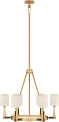 Alpha Medium Chandelier | Hand-Rubbed Antique Brass and Bronze | Linen Shades