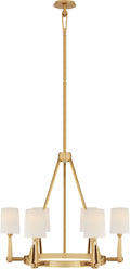 Alpha Medium Chandelier | Hand-Rubbed Antique Brass | Linen Shades