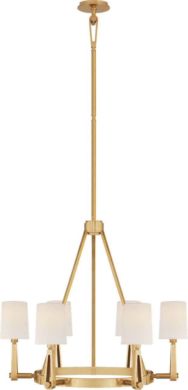 Alpha Medium Chandelier | Hand-Rubbed Antique Brass | Linen Shades