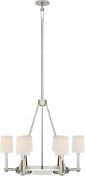 Alpha Medium Chandelier | Polished Nickel | Linen Shades
