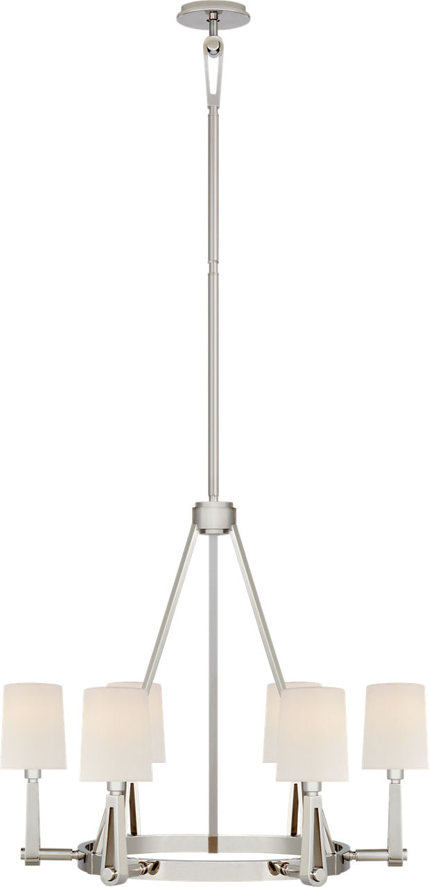 Alpha Medium Chandelier | Polished Nickel | Linen Shades