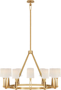 Alpha Grande Chandelier | Hand-Rubbed Antique Brass | Linen Shades