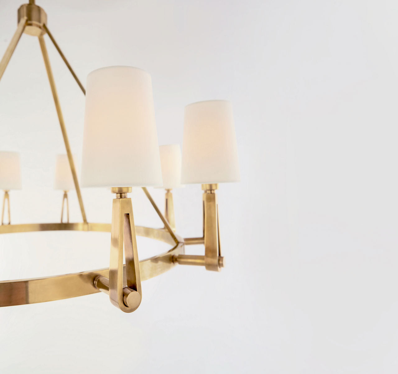 Alpha Grande Chandelier | Hand-Rubbed Antique Brass | Linen Shades