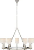Alpha Grande Chandelier | Polished Nickel | Linen Shades