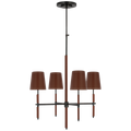Bryant Small Wrapped Chandelier | Bronze and Saddle Leather | Saddle Leather Shade