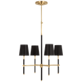 Bryant Small Wrapped Chandelier | Hand-Rubbed Antique Brass and Chocolate Leather | Chocolate Leather Shade