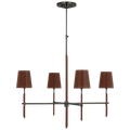 Bryant Large Wrapped Chandelier | Bronze and Saddle Leather | Saddle Leather Shade