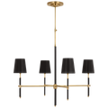 Bryant Large Wrapped Chandelier | Hand-Rubbed Antique Brass and Chocolate Leather | Chocolate Leather Shade