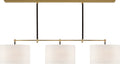 Bryant Large Wrapped Billiard | Hand-Rubbed Antique Brass and Chocolate Leather | Linen Shades