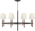 Bryant Wrapped Ring Chandelier | Bronze and Saddle Leather | Linen Shades
