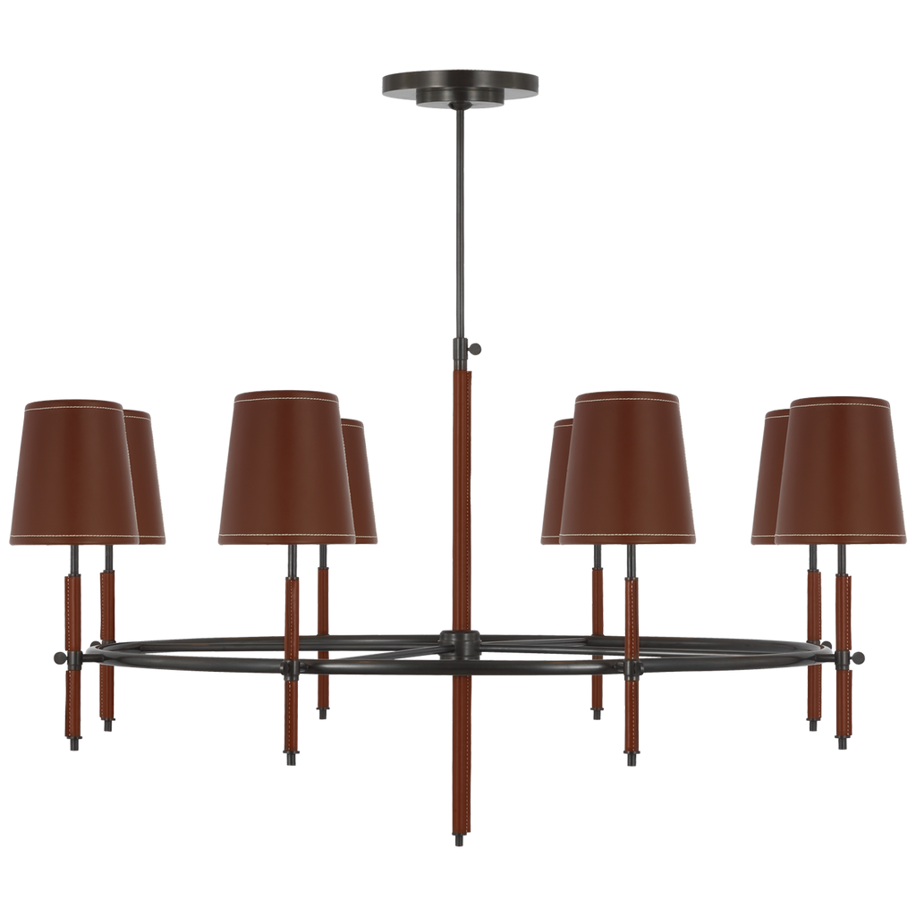 Bryant Wrapped Ring Chandelier | Bronze and Saddle Leather | Saddle Leather Shade
