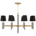 Bryant Wrapped Ring Chandelier | Hand-Rubbed Antique Brass and Chocolate Leather | Chocolate Leather Shade