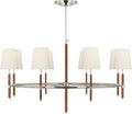 Bryant Wrapped Ring Chandelier | Polished Nickel and Natural Leather | Linen Shades