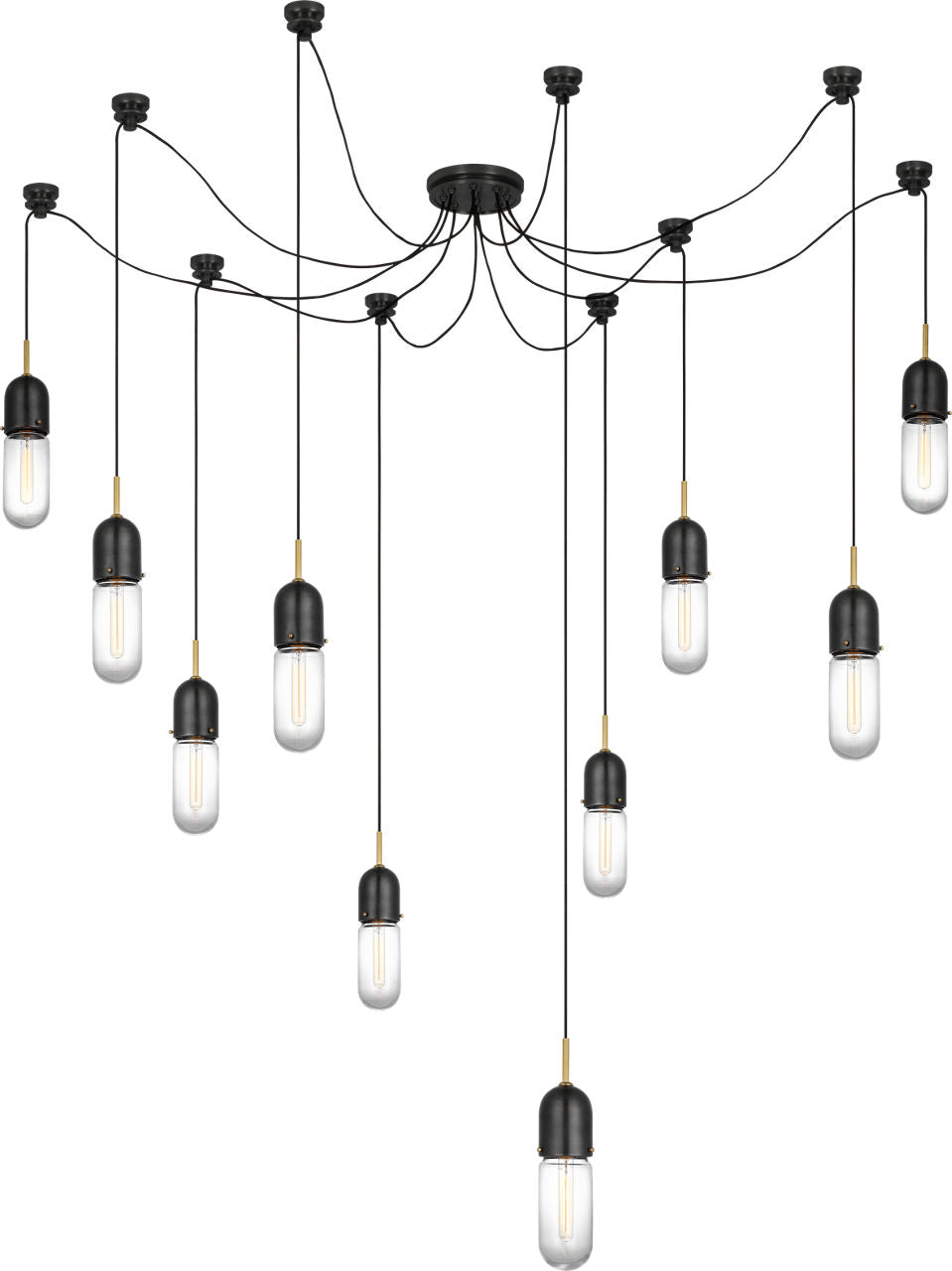 Junio 10-Light Chandelier | Bronze and Brass | Clear Glass