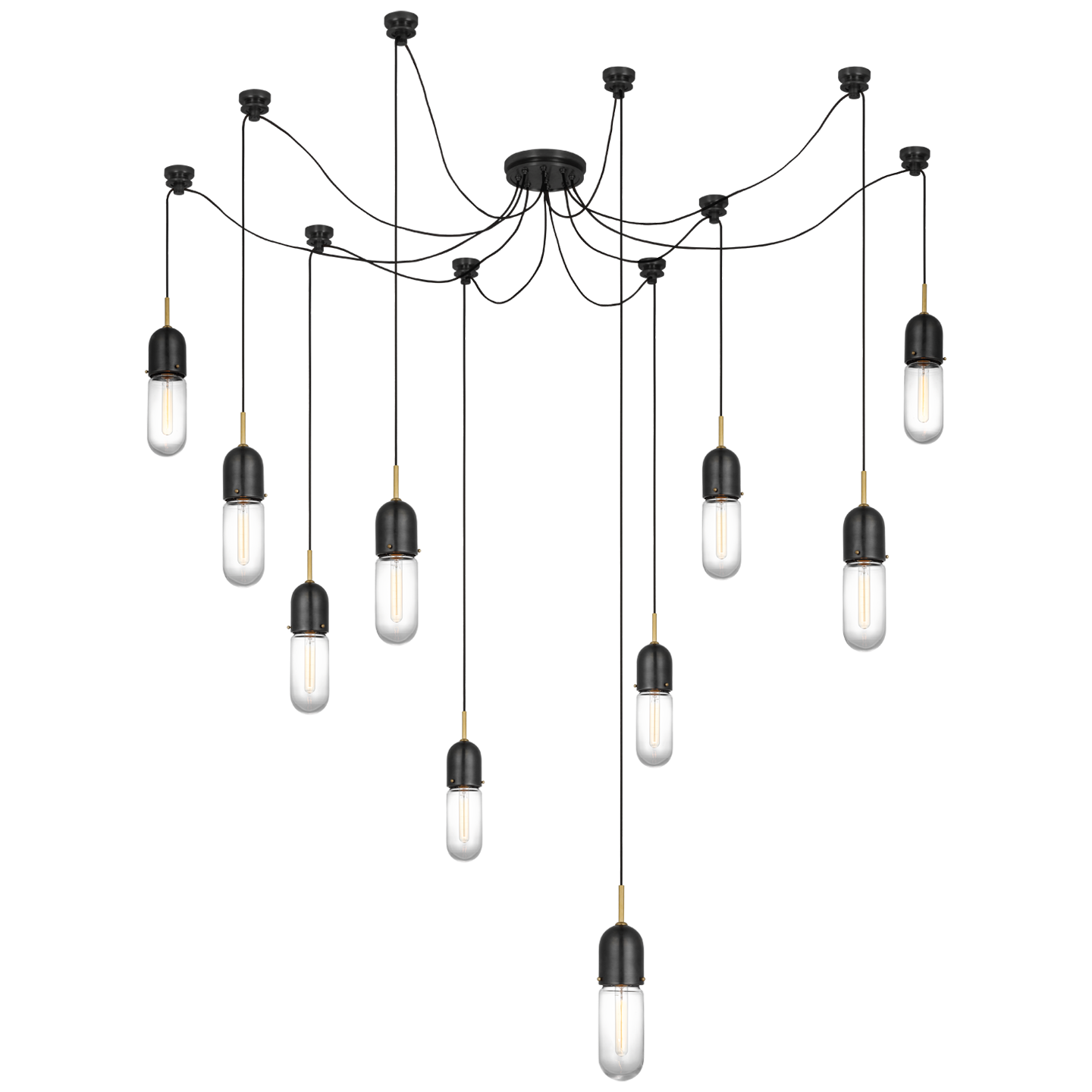 Junio 10-Light Chandelier | Bronze and Brass | Clear Glass