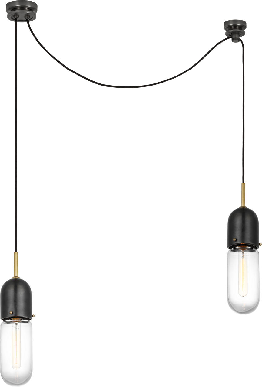 Junio 2-Light Chandelier | Bronze and Brass | Clear Glass