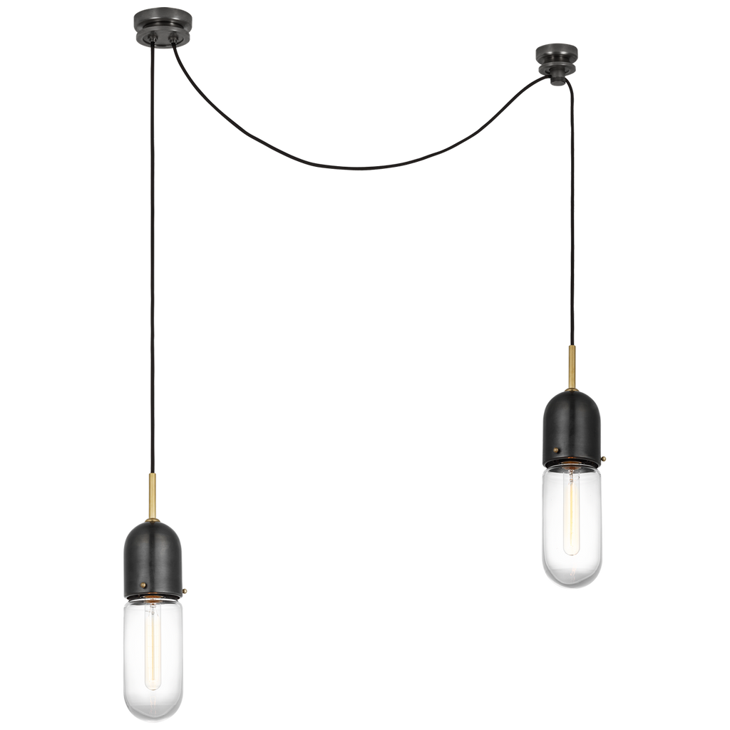 Junio 2-Light Chandelier | Bronze and Brass | Clear Glass