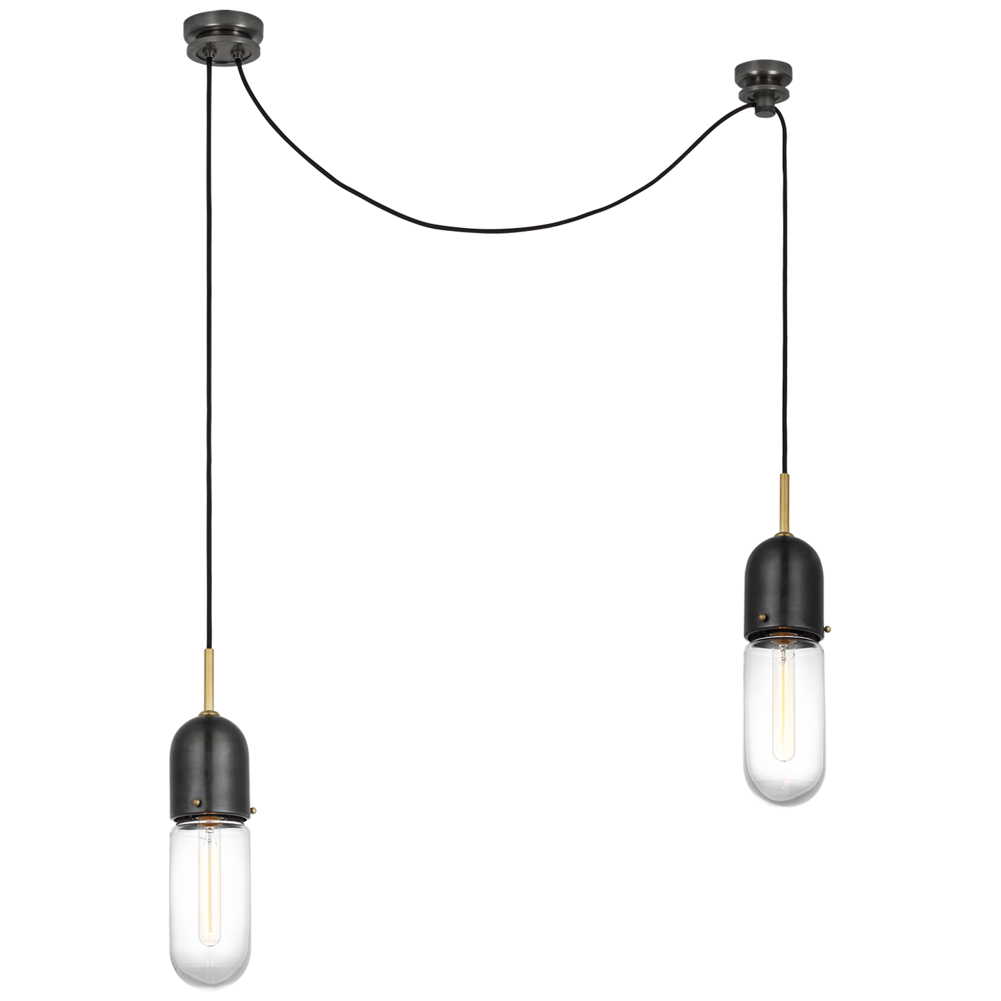 Junio 2-Light Chandelier | Bronze and Brass | Clear Glass