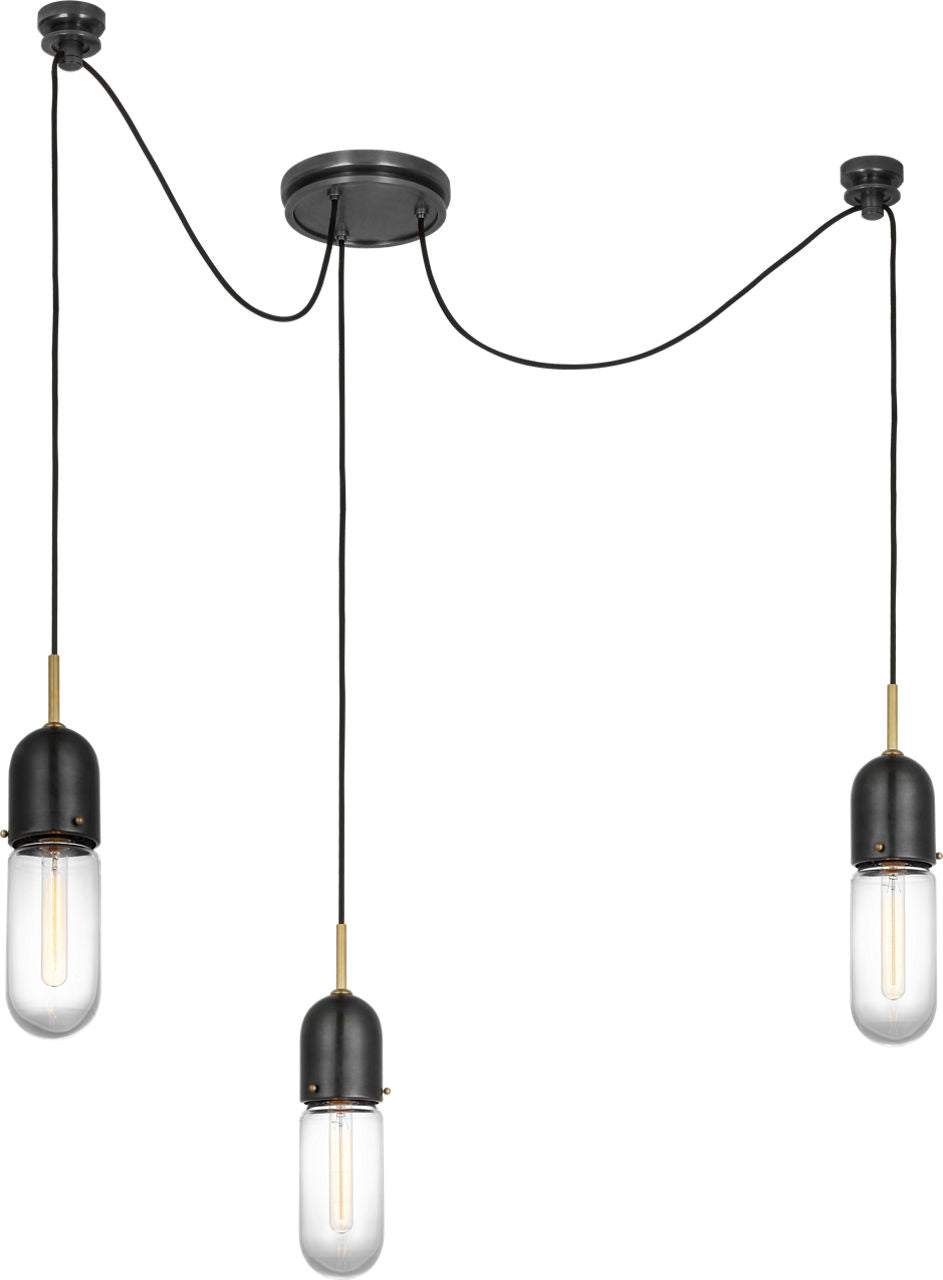 Junio 3-Light Chandelier | Bronze and Brass | Clear Glass