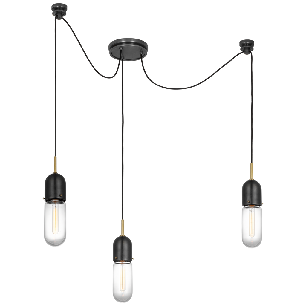 Junio 3-Light Chandelier | Bronze and Brass | Clear Glass