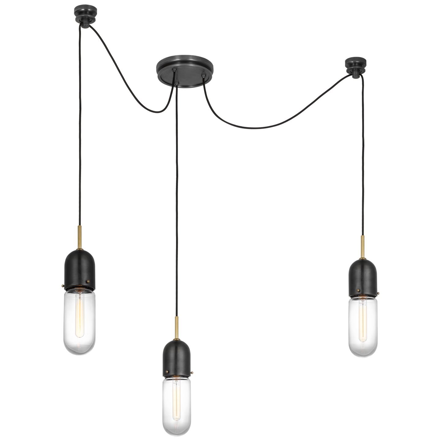 Junio 3-Light Chandelier | Bronze and Brass | Clear Glass