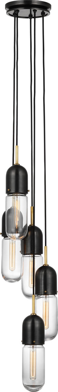 Junio 5-Light Chandelier | Bronze and Brass | Clear Glass