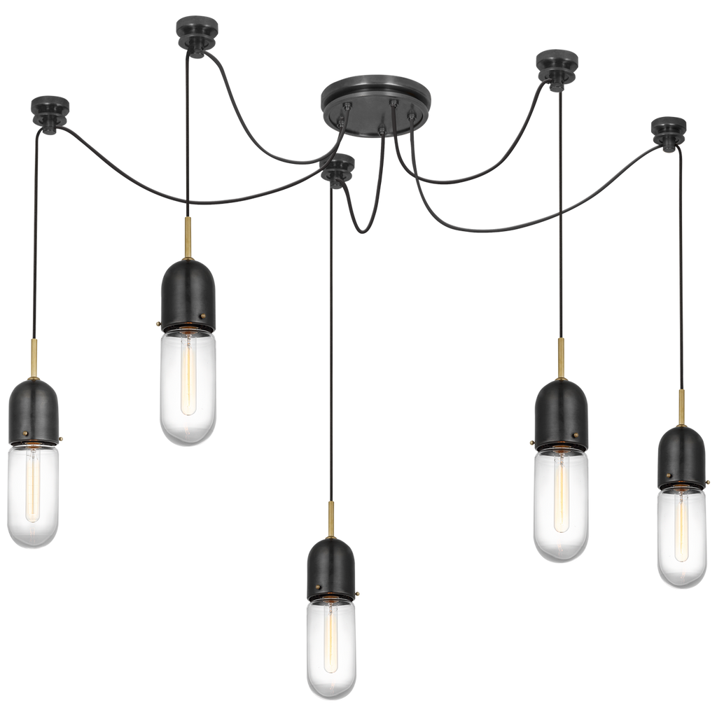 Junio 5-Light Chandelier | Bronze and Brass | Clear Glass