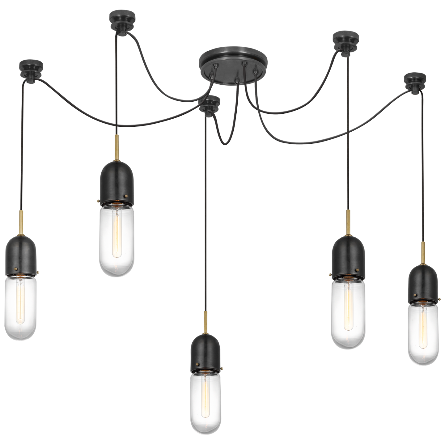 Junio 5-Light Chandelier | Bronze and Brass | Clear Glass