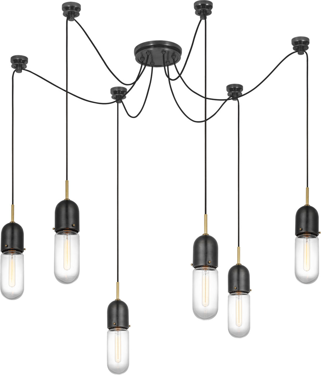 Junio 6-Light Chandelier | Bronze and Brass | Clear Glass