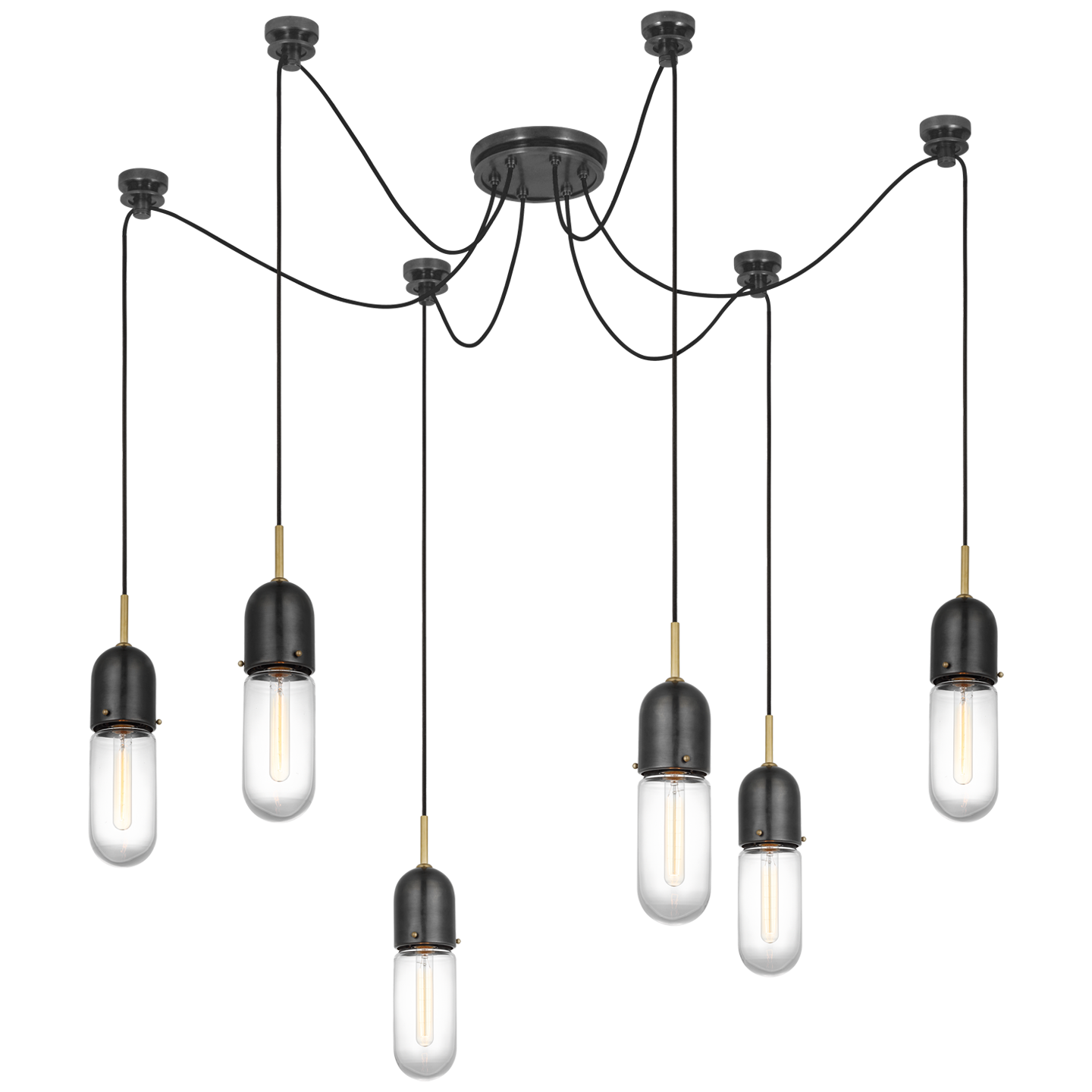 Junio 6-Light Chandelier | Bronze and Brass | Clear Glass